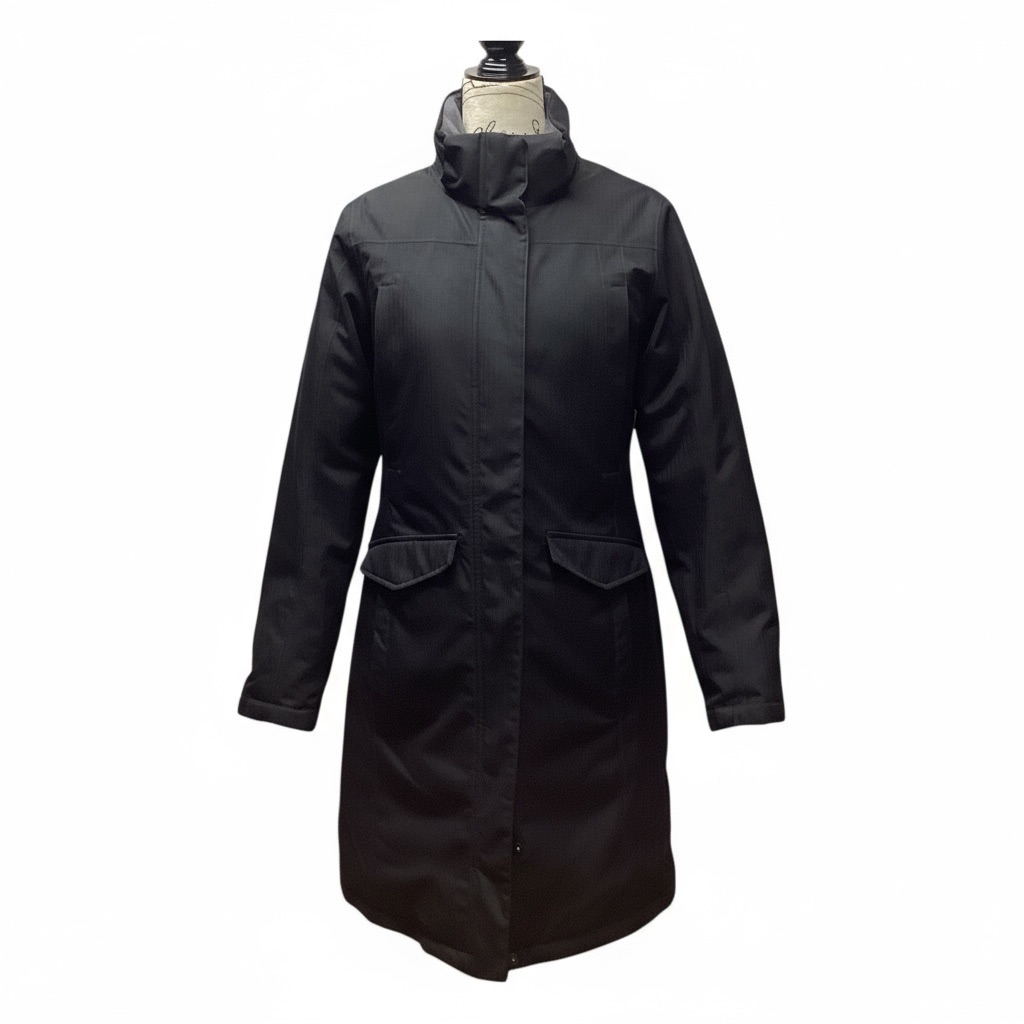Eddie Bauer Down Filled Long Stadium Coat Black Size Small